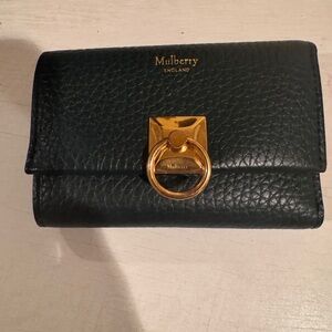 Mulberry  green Leather Wallet with Gold Ring Hardware